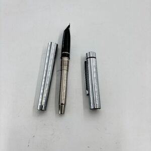 Vintage Sheaffer Targa Version 1 Chrome Fountain Pen Shows Wear on Body Rare
